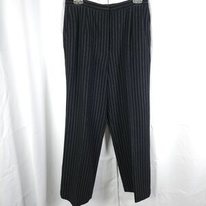 Talbots Womens 8 29x28 Black Striped Wool Silk Blend Career Work Dress Pants USA
